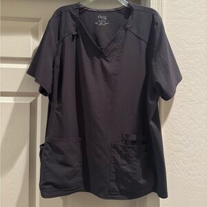 Cherokee iflex Scrub Top Womens 2XL Charcoal V Neck Short Sleeve Shirt